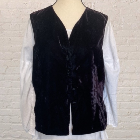 Christie & Jill Jackets & Blazers - $10$ add on CHRISTIE&JILL,crushed velvet,4 button,lined vest,dark black/purple